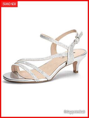 IDIFU Women's Strappy Kitten Heel Sandals Slingback Open Toe 2 Inch Heels